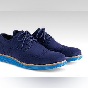Cole Haan Lunargrand Blue Suede Mens Shoe